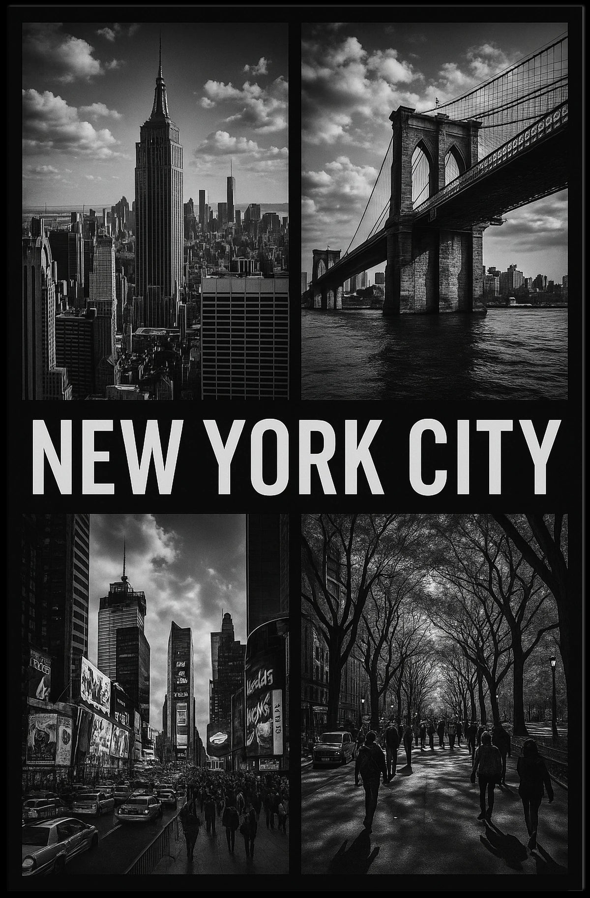 New York City Architecture Poster Vintage Wall Art