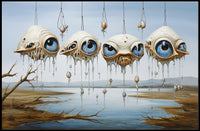 Surreal Floating Eyes Artistic Poster