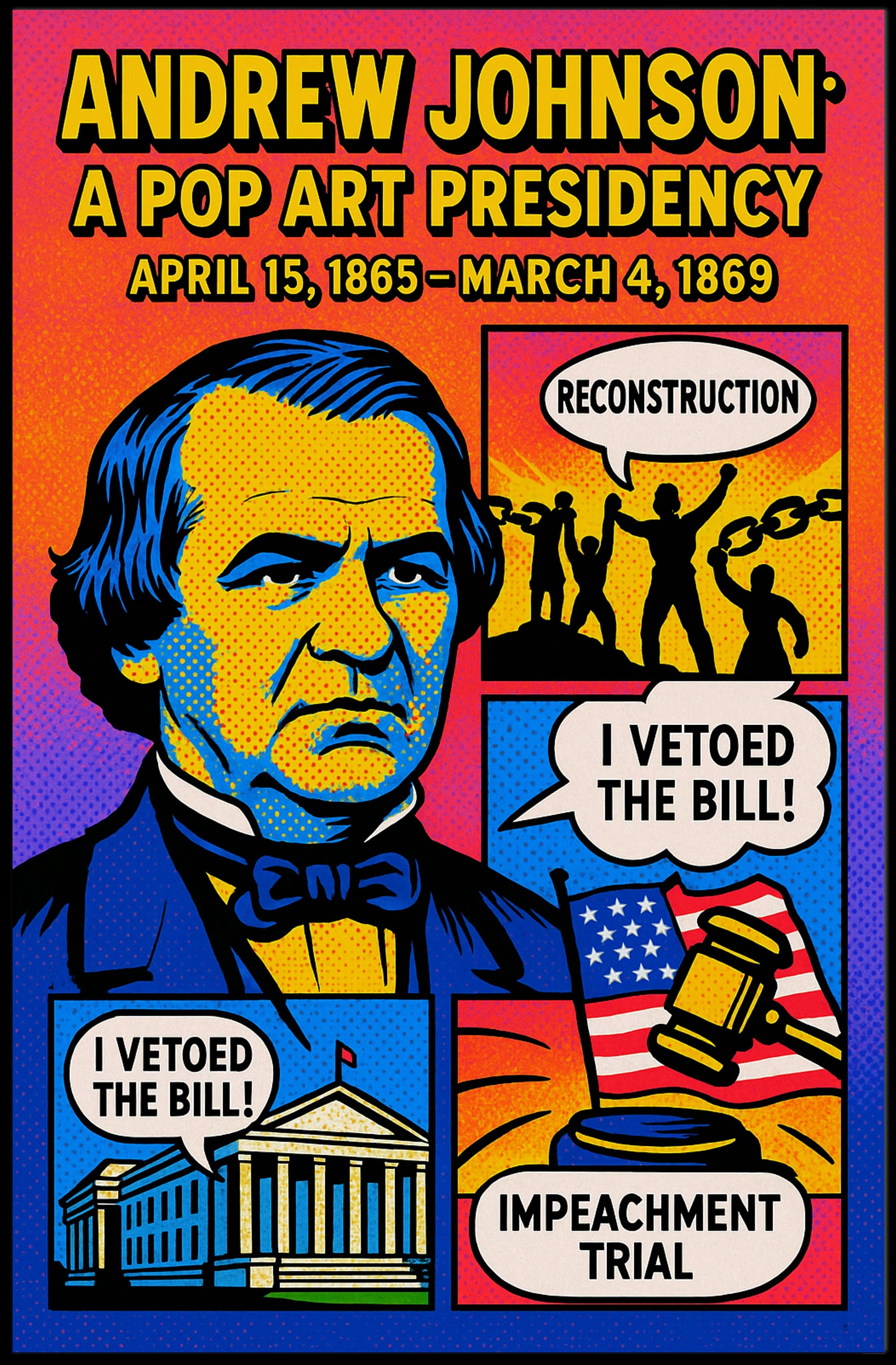 Andrew Johnson Pop Art Historical Presidential Poster