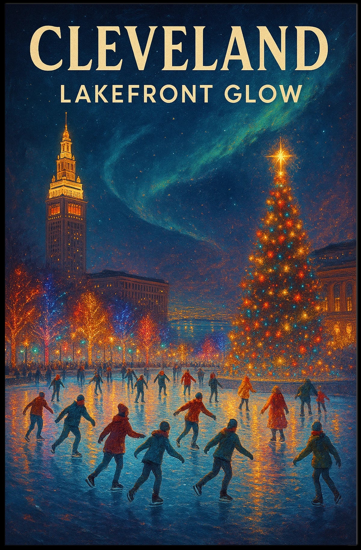 Cleveland Lakefront Glow Poster
