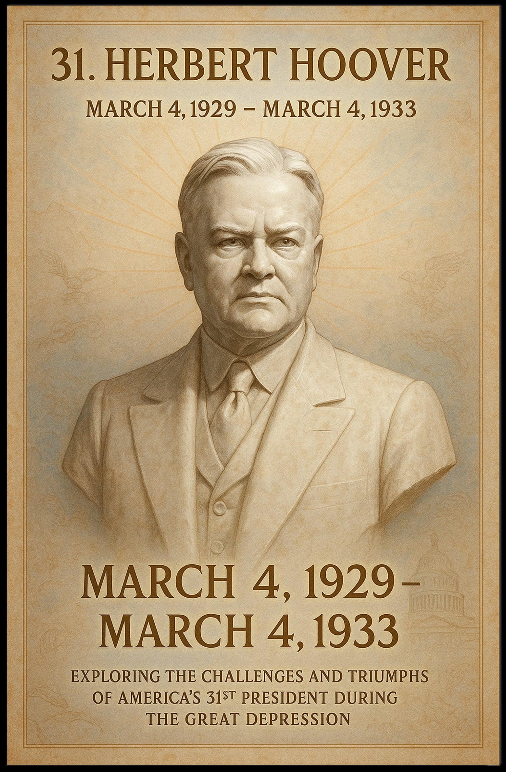 Herbert Hoover Portrait: Historical or Presidential Poster