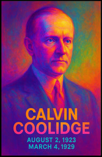 Calvin Coolidge 30th President of the United States Neon Gradient Overlay Poster