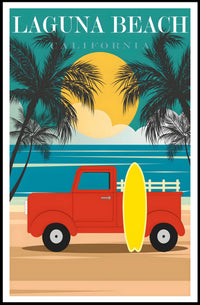 Laguna Beach California Retro Travel Poster