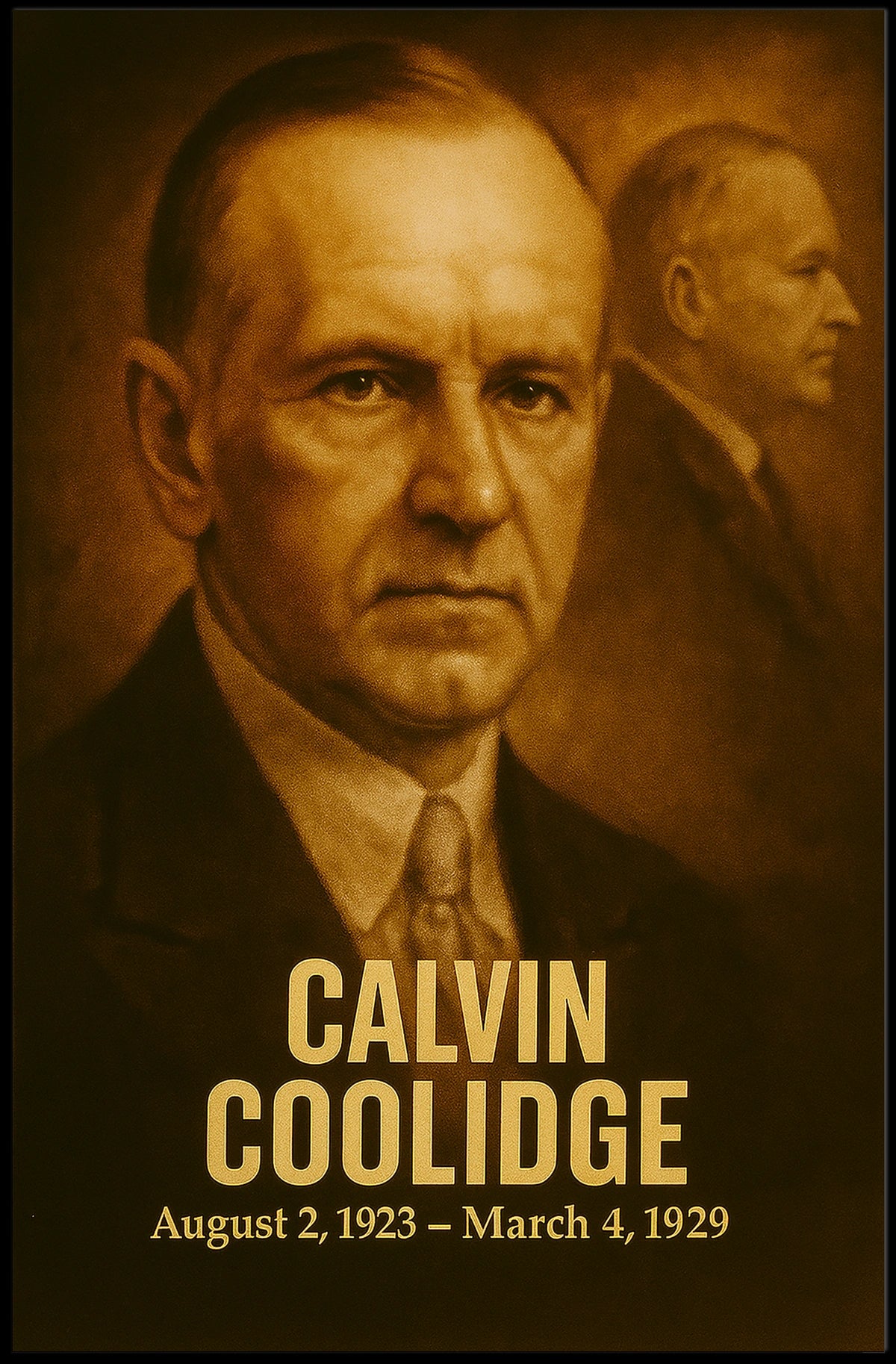 Calvin Coolidge Presidential Poster Vintage Analog Film Aesthetic Wall Art Portrait Historical Print