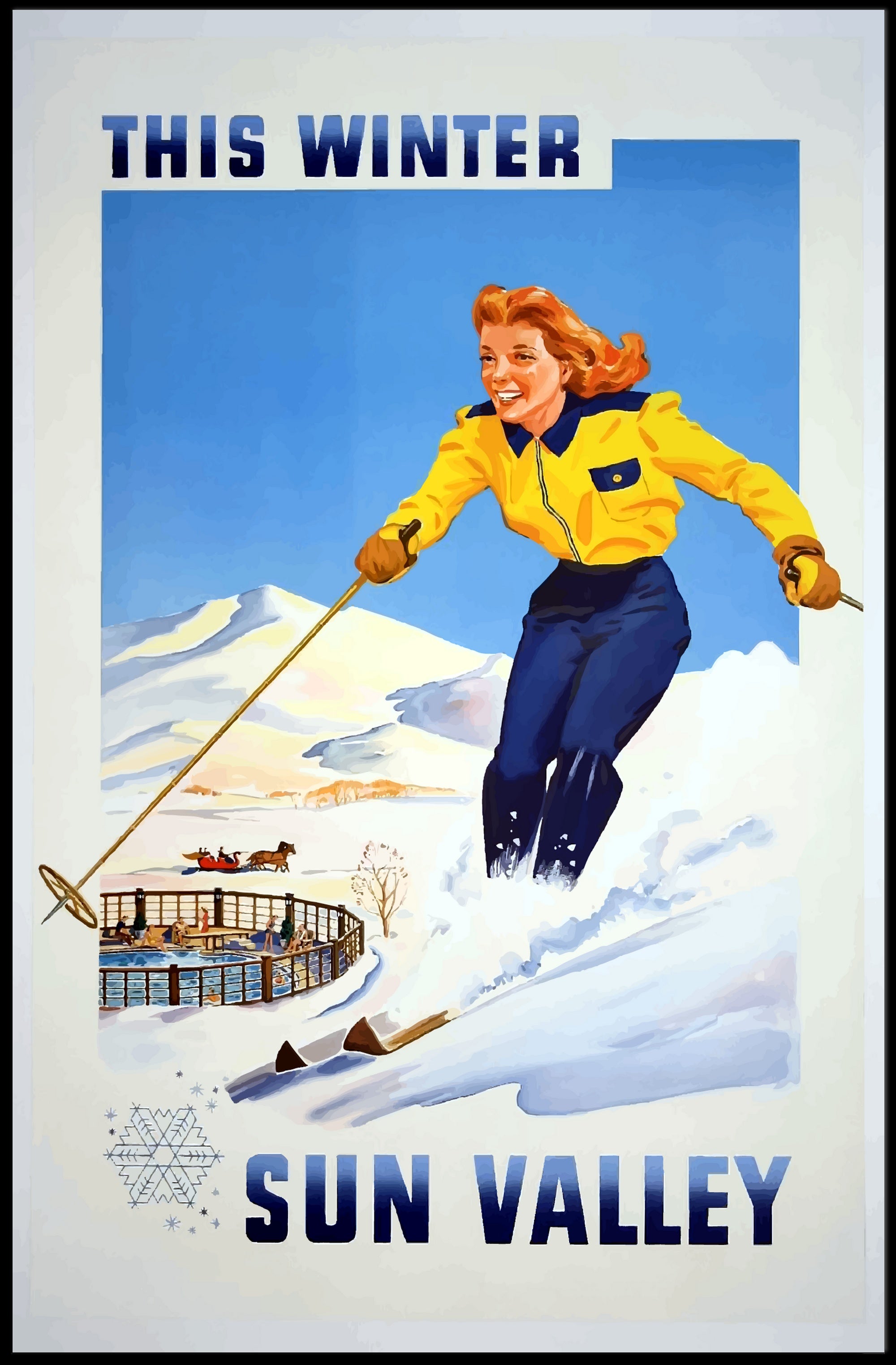 Vintage Sun Valley Winter Adventure Travel Poster PosterGoat
