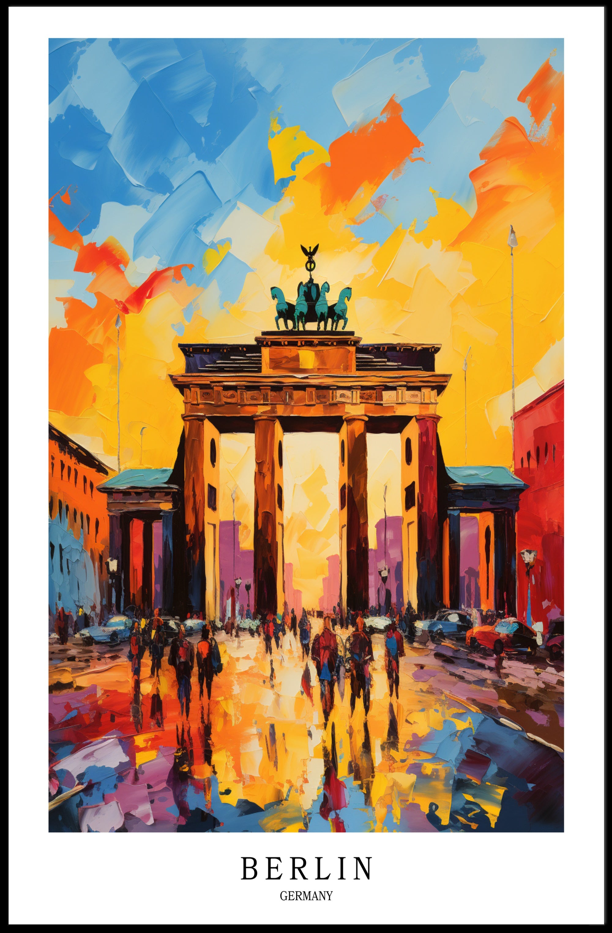 Berlin Brandenburg Gate Vibrant Urban Cityscape Abstract Artistic Poster PosterGoat