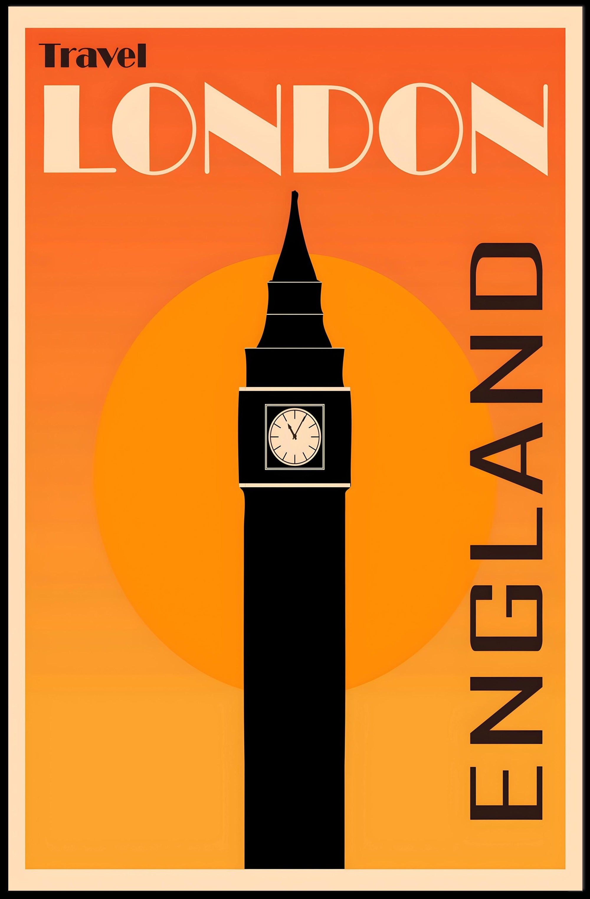 Big Ben Silhouette Image with Scenic UK Travel Poster