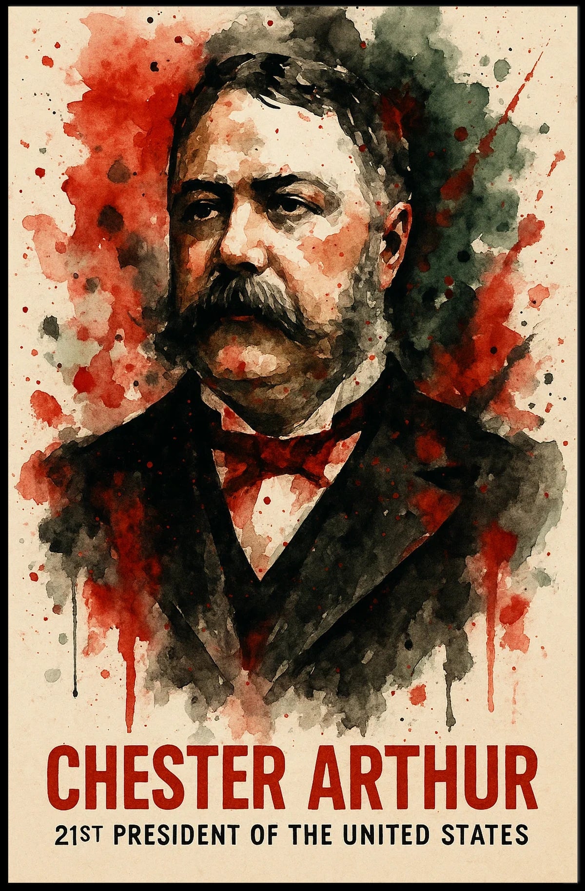Chester Arthur Watercolor Art Print Presidential Poster