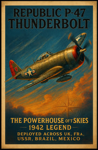 Republic P-47 Thunderbolt WWII Fighter Aircraft Poster