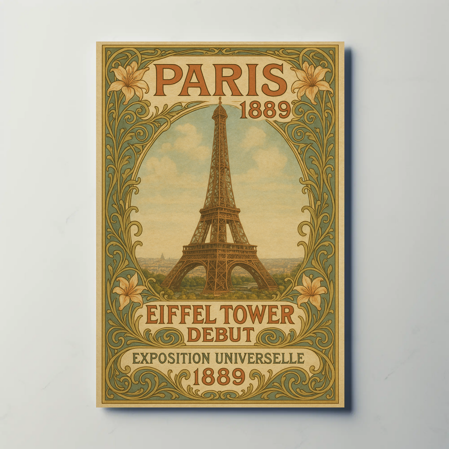 Paris 1889 Eiffel Tower Debut Art Nouveau Travel Poster