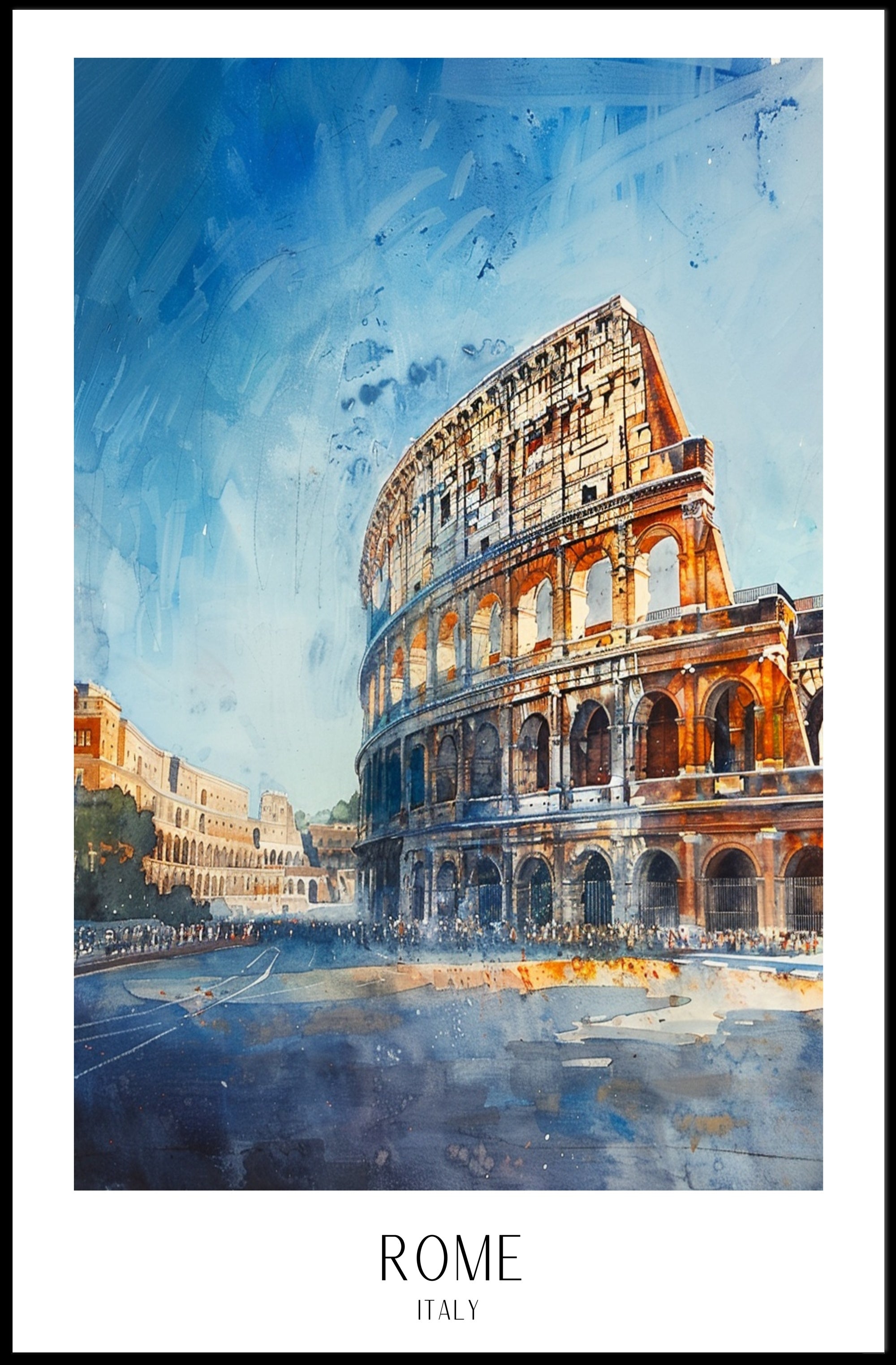 Colosseum Watercolor Masterpiece in a Cultural or Heritage Poster PosterGoat