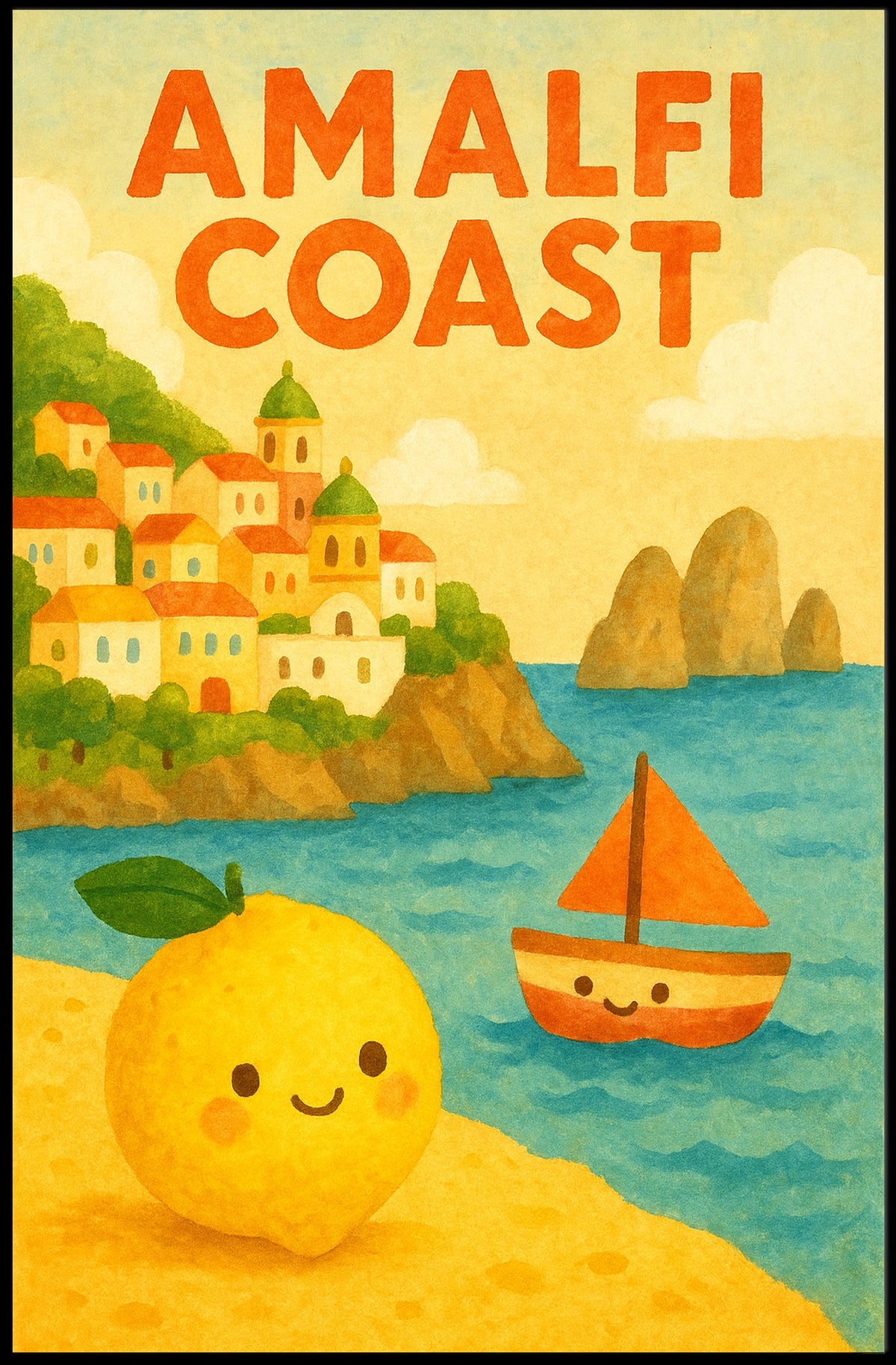 Amalfi Coast Adventure Poster Wall Art Decor Living Room