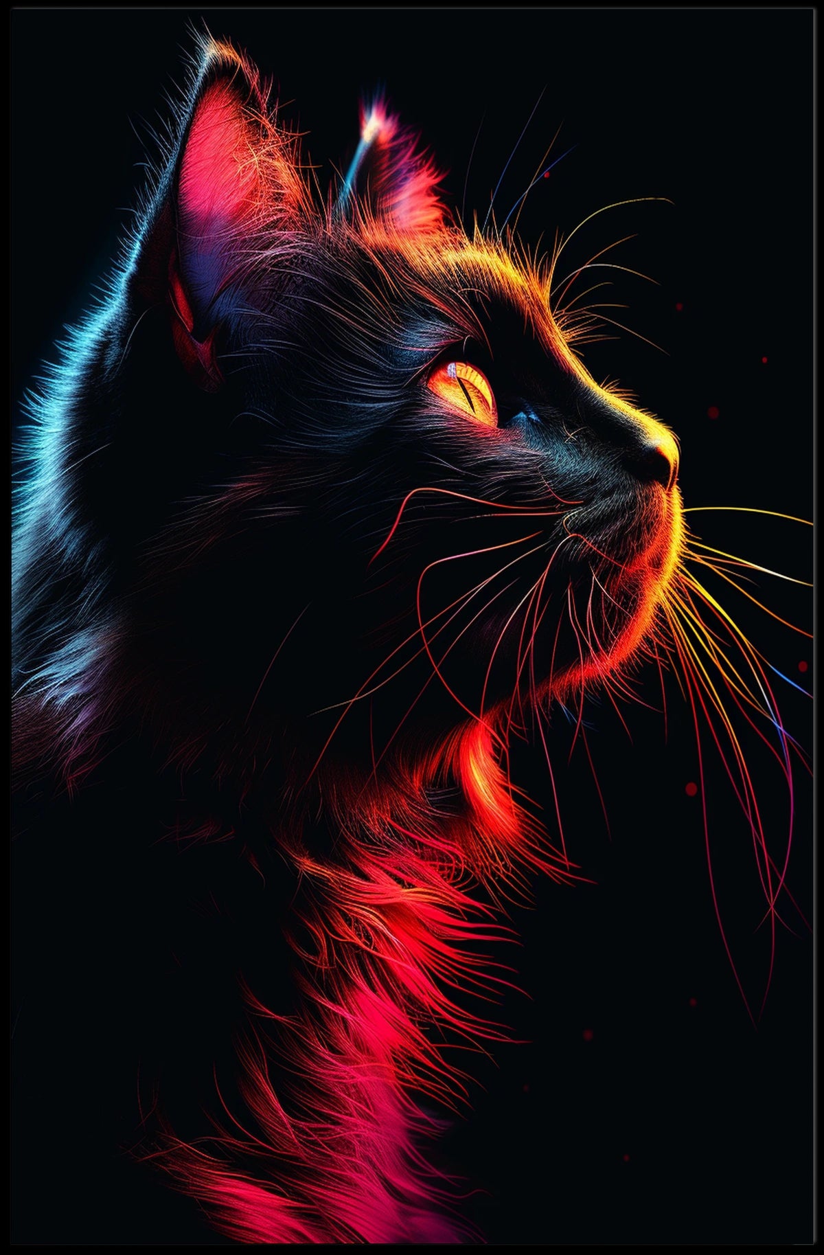 Neon Cat Portrait Poster
