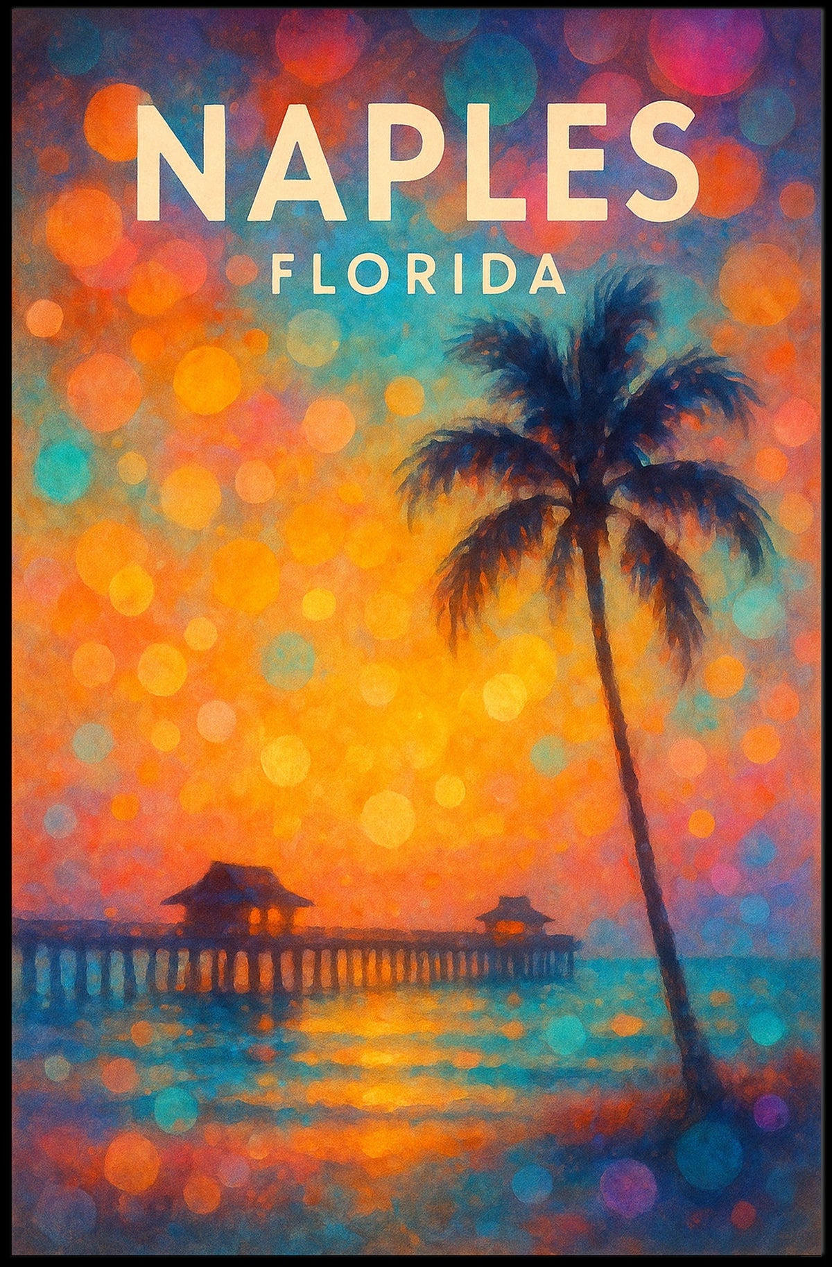 Naples Florida Sunset Poster Coastal Wall Art 18x24