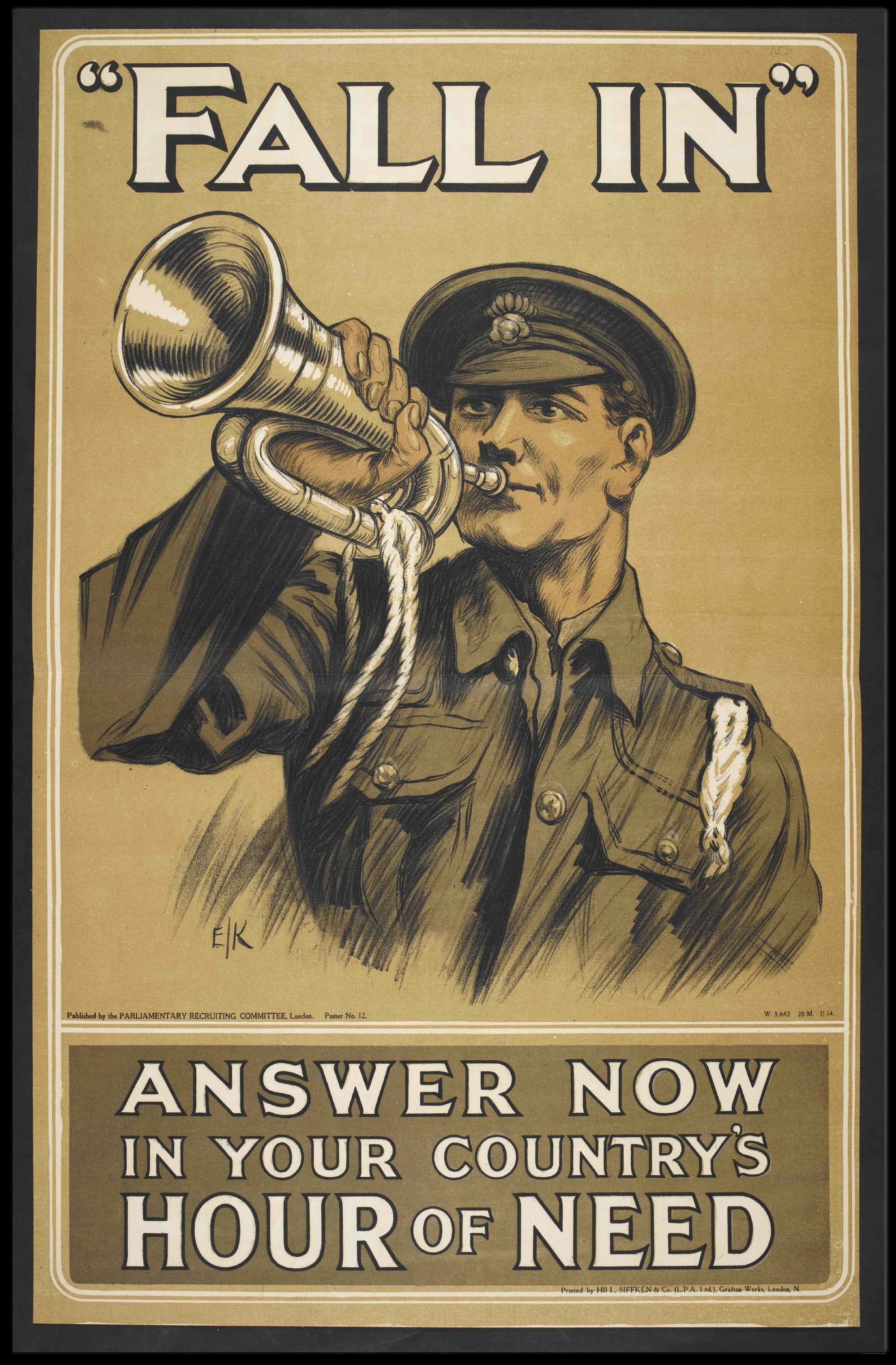 WWI Soldier Bugle Vintage Military Recruitment Poster