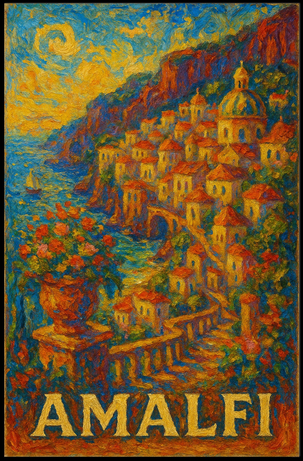 Amalfi Coast A Vibrant Impression Poster