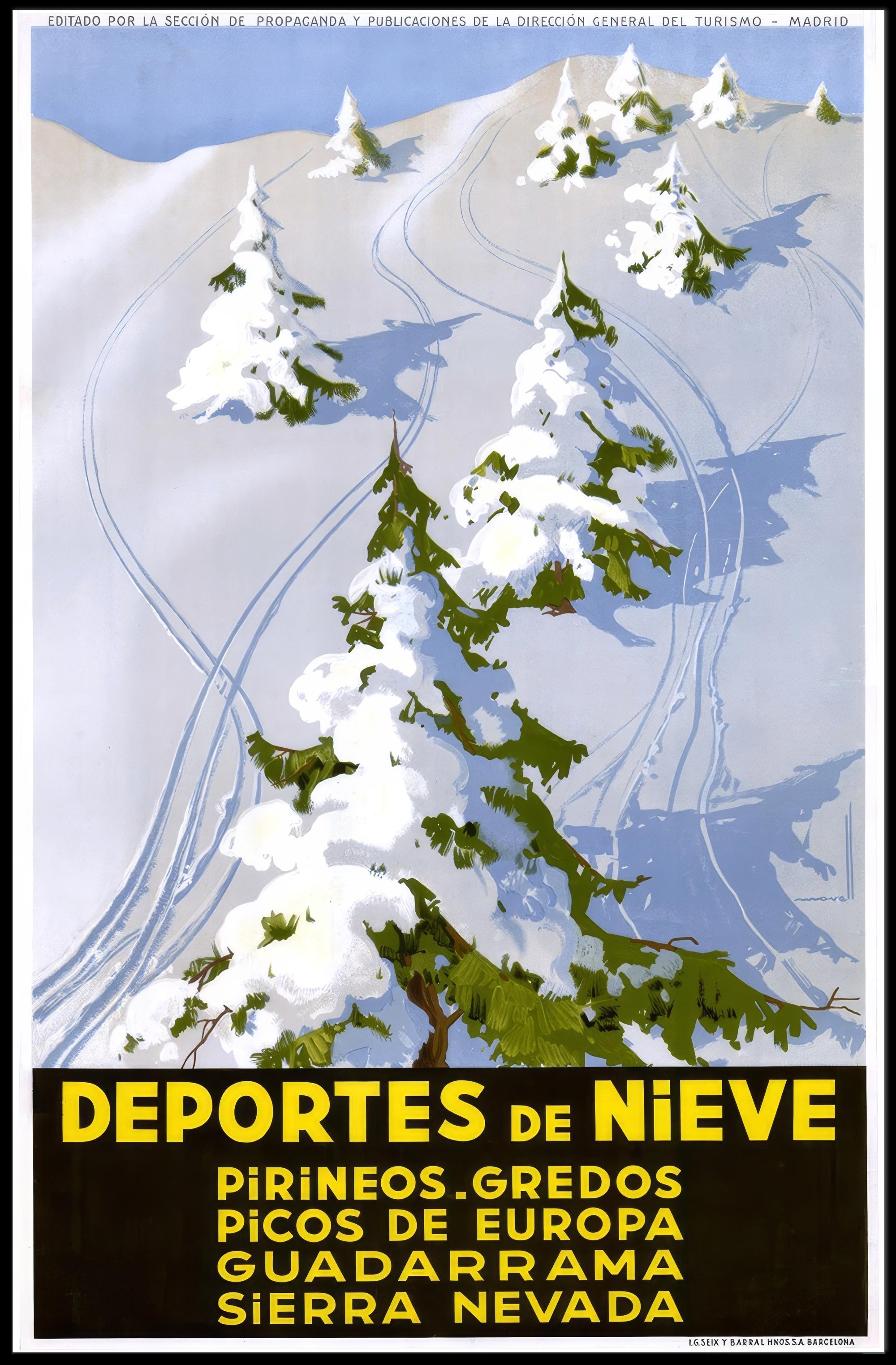 Winter Sports Adventure in Spain Travel Poster PosterGoat