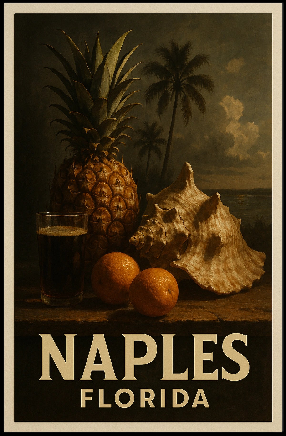 Tropical Essence Of Naples Poster Coastal Wall Art Decor