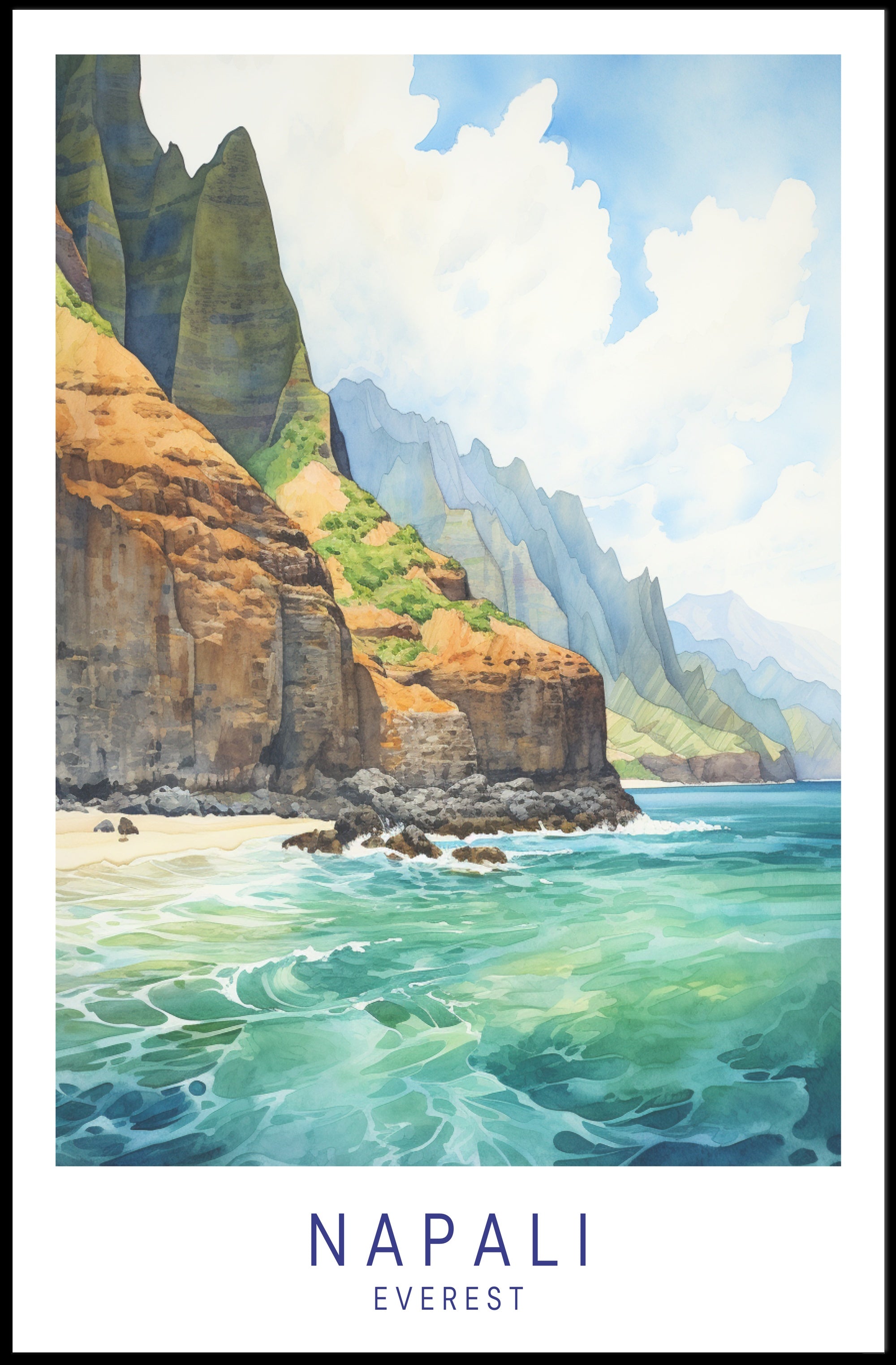 Napali Coast Artwork Poster PosterGoat