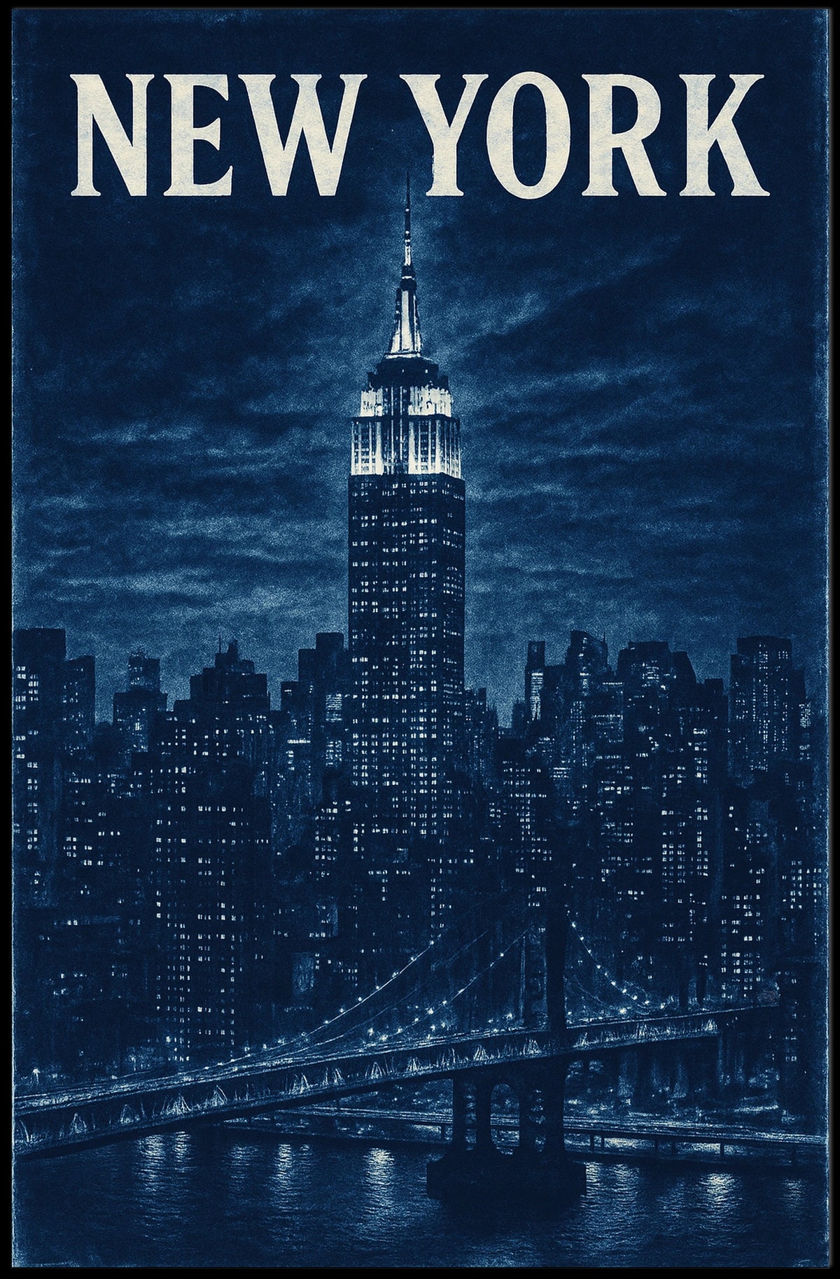 New York City Skyline Poster 18x24 Wall Art Print Decor