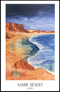 Namib Desert Night Sky Watercolor Travel Poster PosterGoat