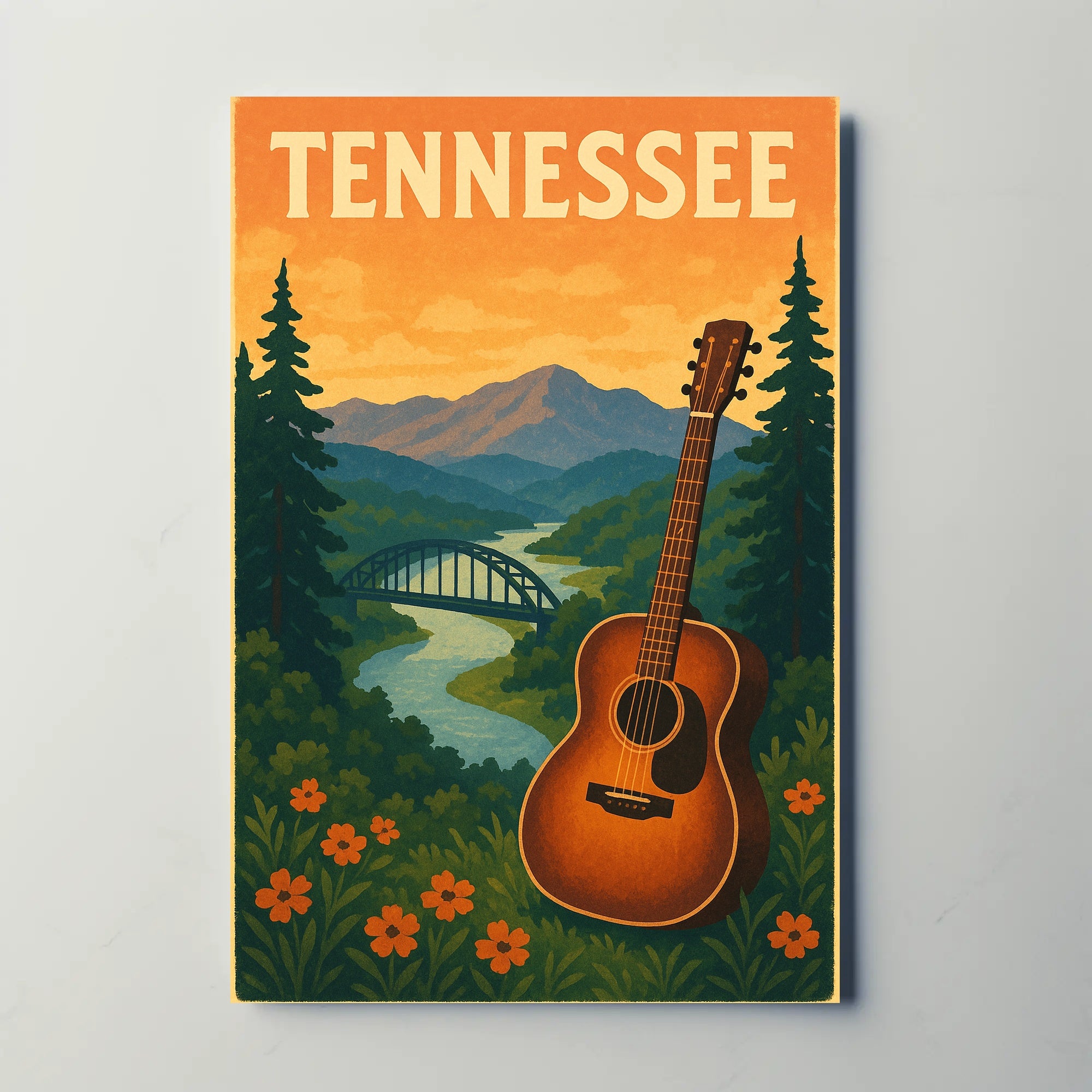 Tennessee Musical Heritage Vintage Travel Poster
