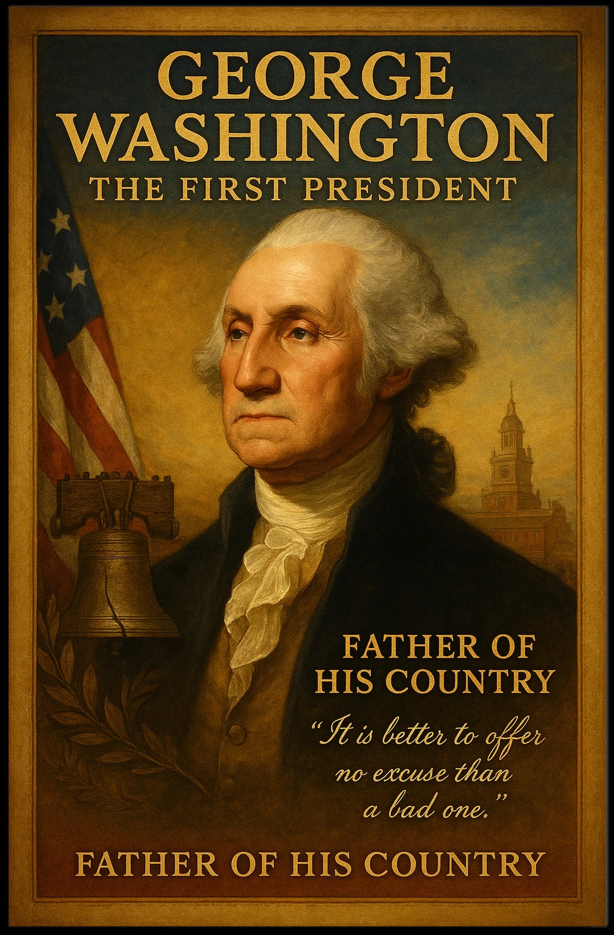 George Washington Patriotic Vintage Art Poster Print