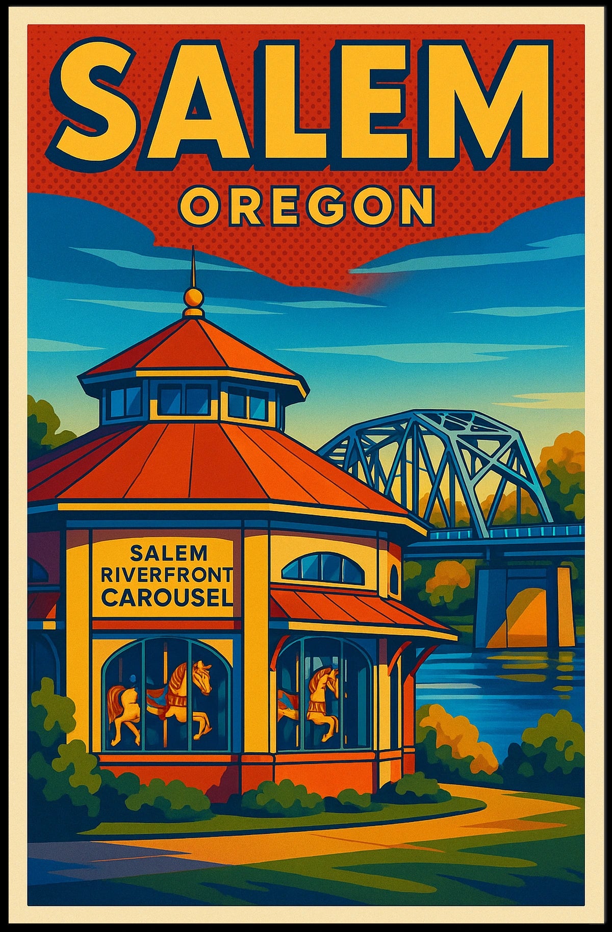 Salem Oregon Riverfront Carousel Poster