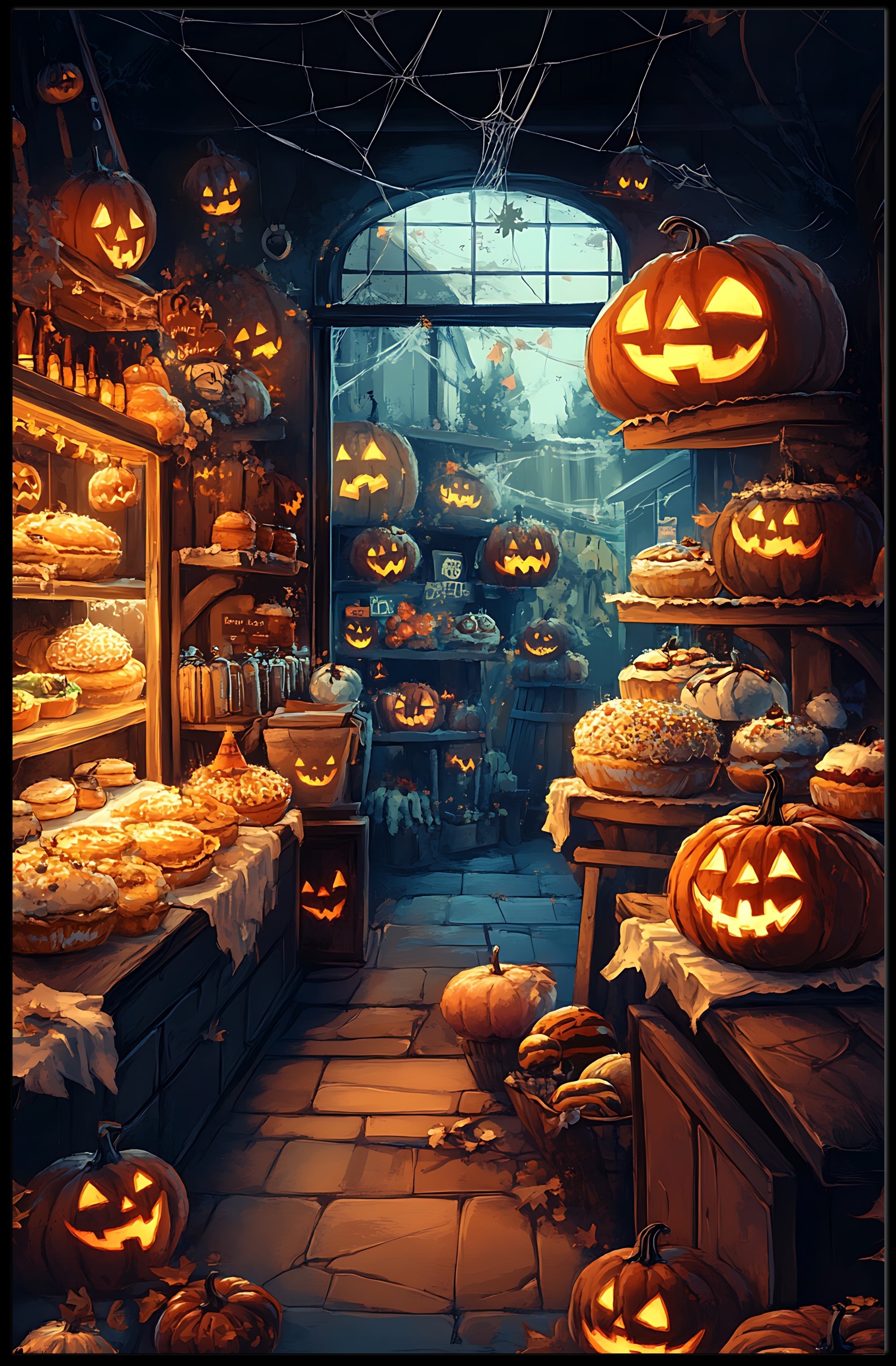 Halloween Bakery Scene: Enchanted Fantasy or Mythology Poster