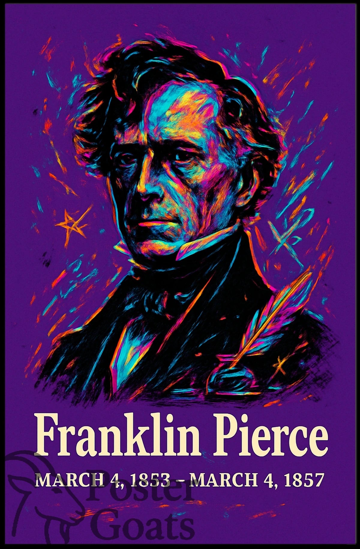 Franklin Pierce Vibrant Artistic Historical Presidential Poster