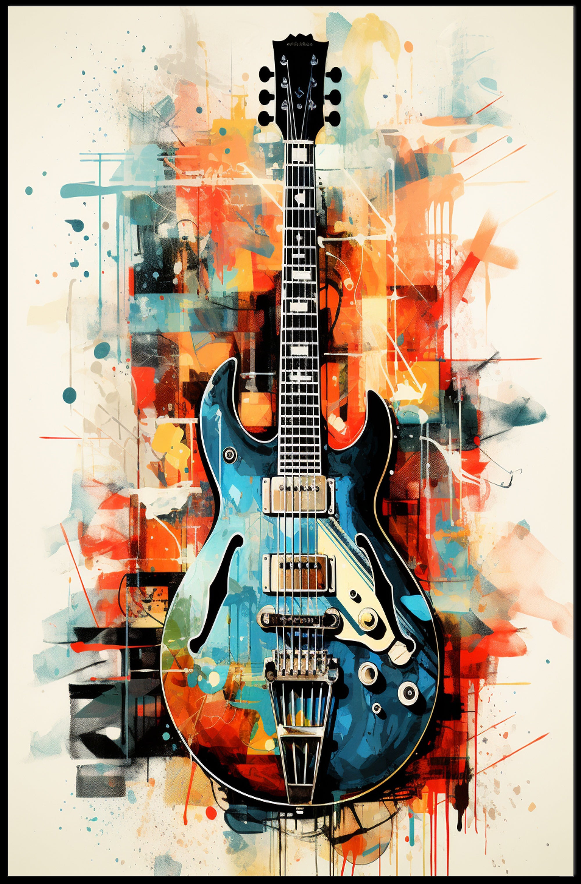 Vibrant Guitar Art Poster