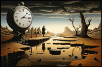 Timeless Surreal Landscape with Clock Artistic Poster
