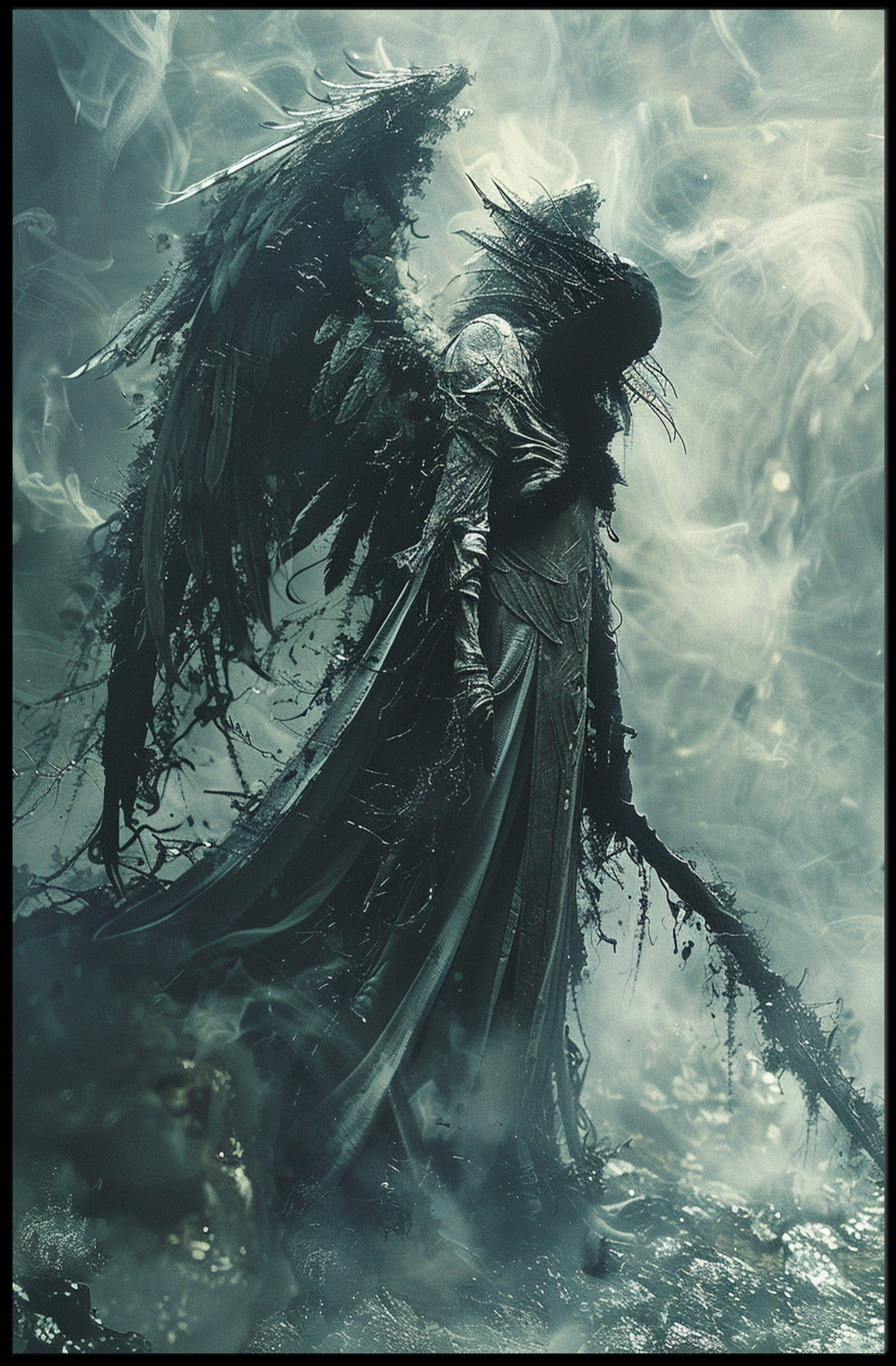 Dark Angel in Armor: Fantasy or Mythology Poster PosterGoat