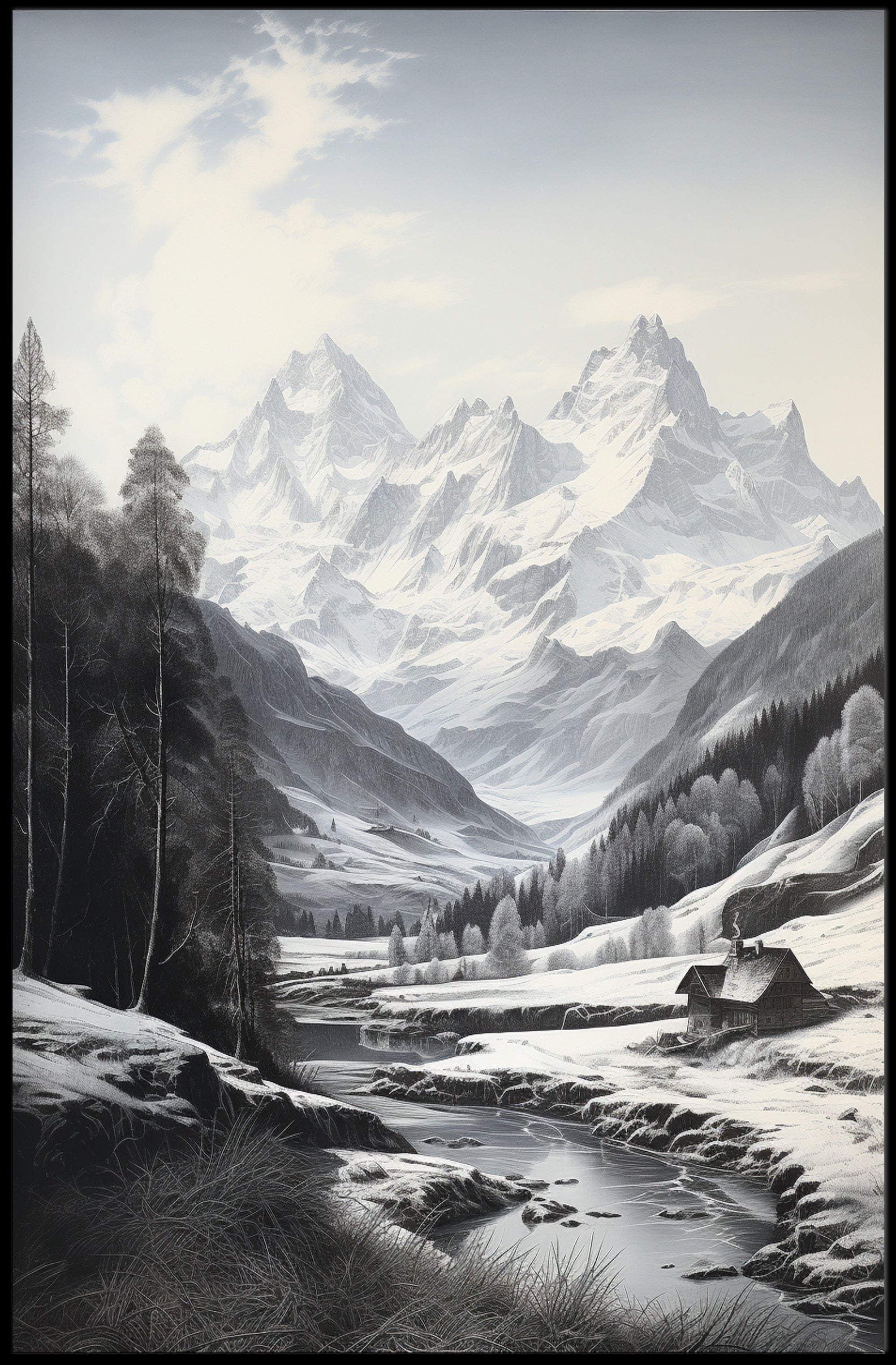 Serene Mountain Landscape Poster