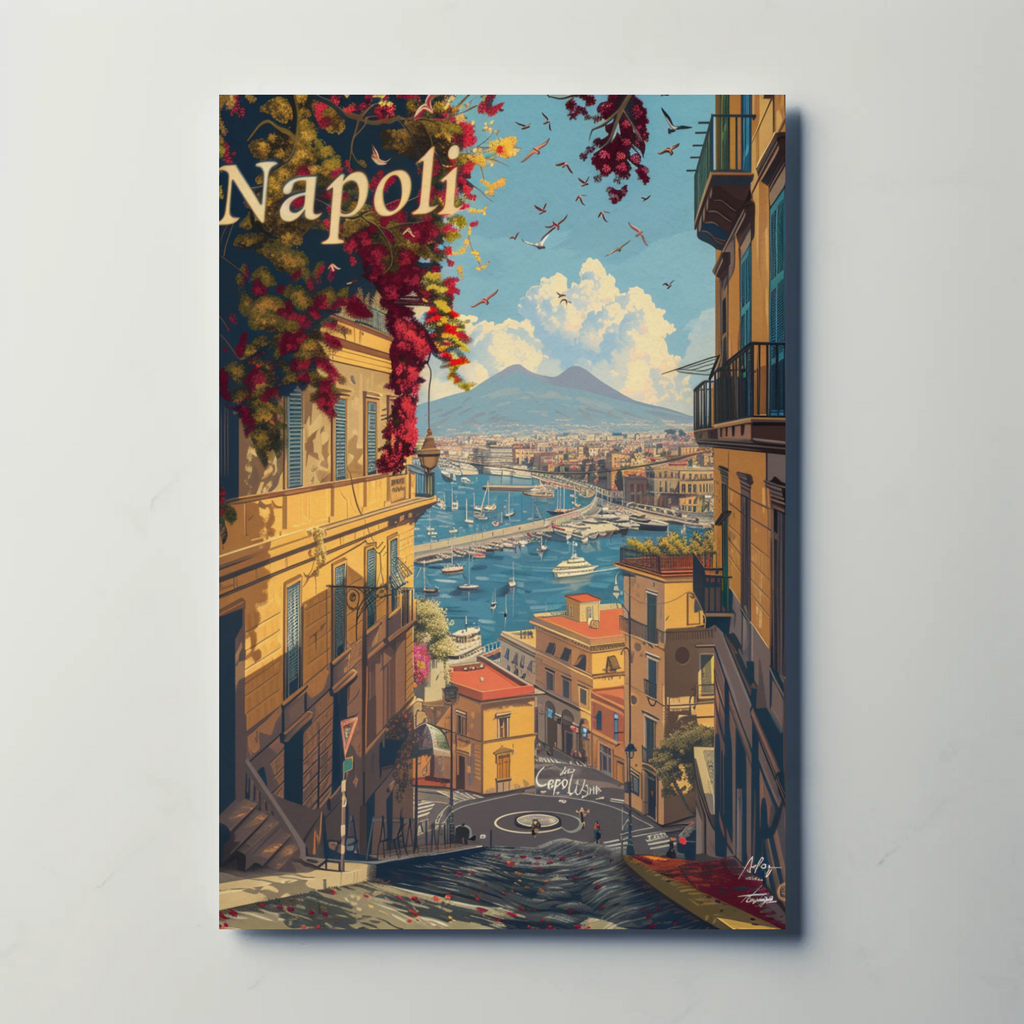 Napoli Bay and Mount Vesuvius Travel Poster