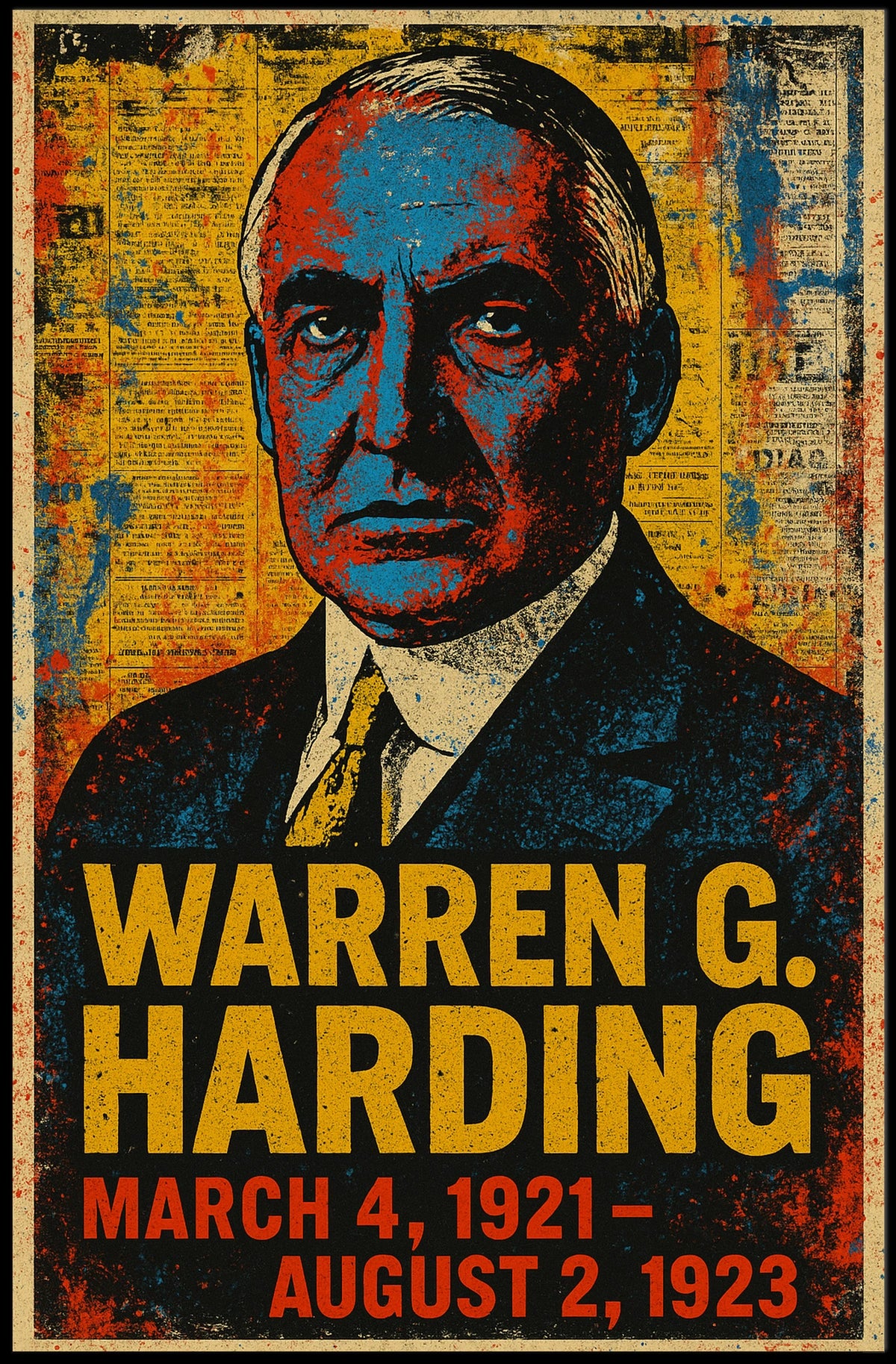 Warren G. Harding 29th President of the United States Street Art Mashup Poster