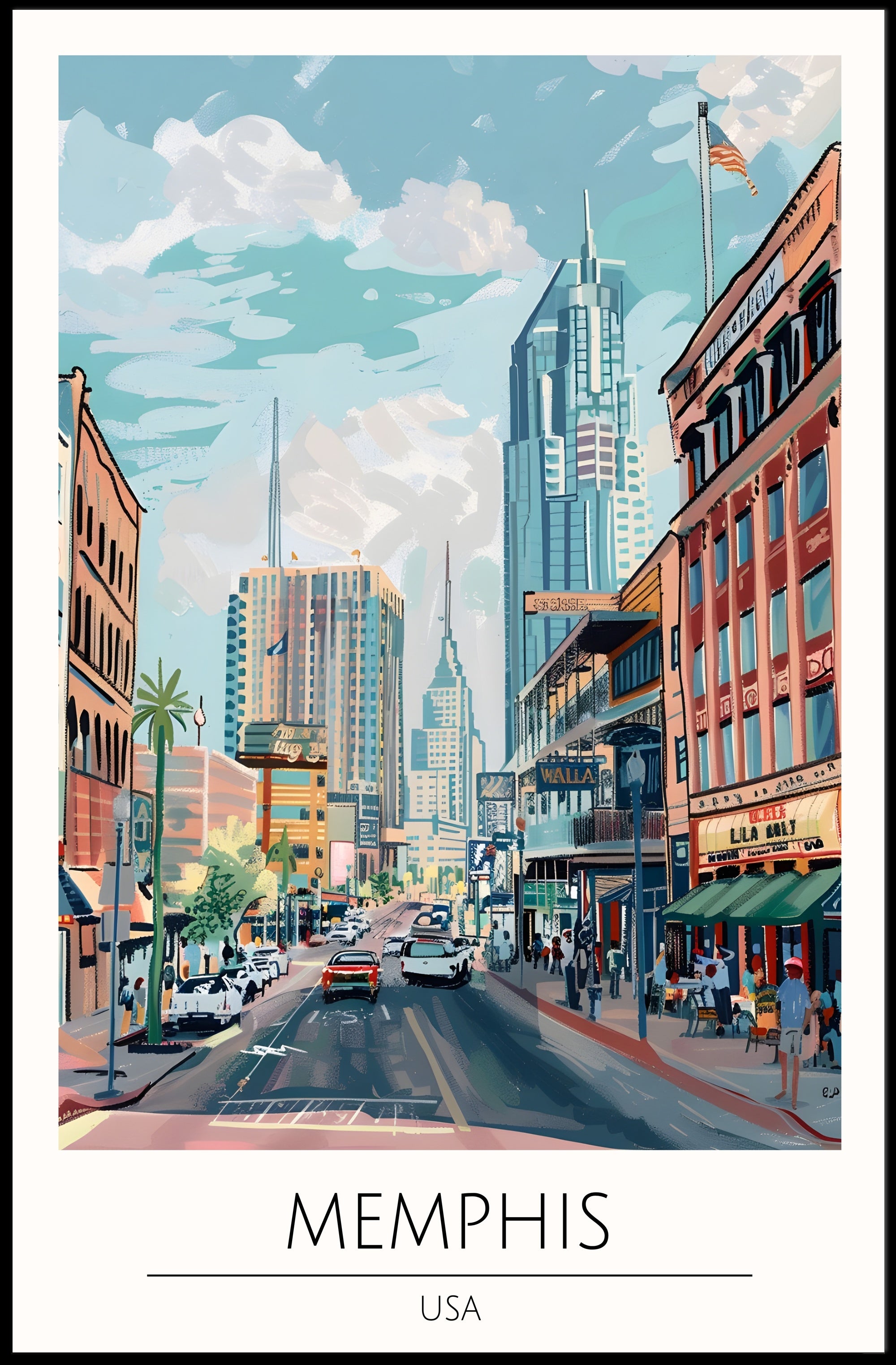 Memphis Cityscape Poster PosterGoat