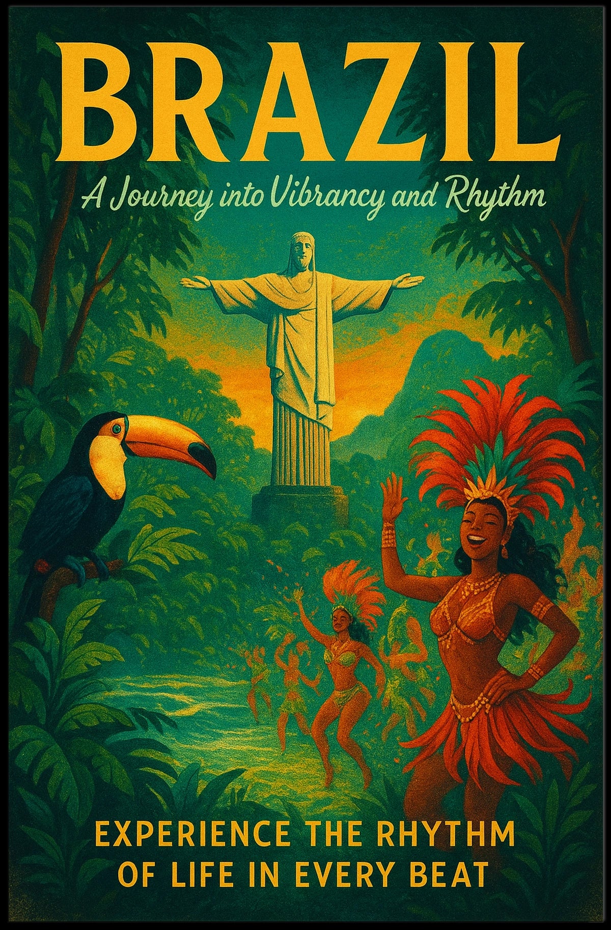 Brazilian Culture Dancers Lush Greenery Poster
