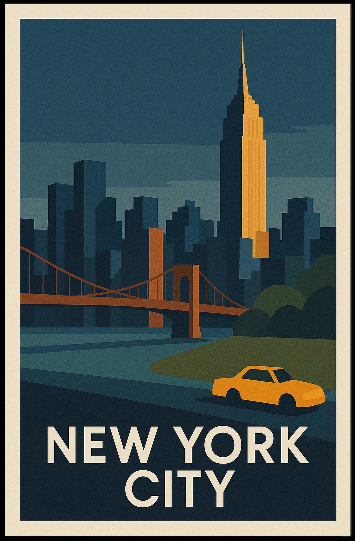 New York City Poster Modern Travel Iconic Bold Wall Art