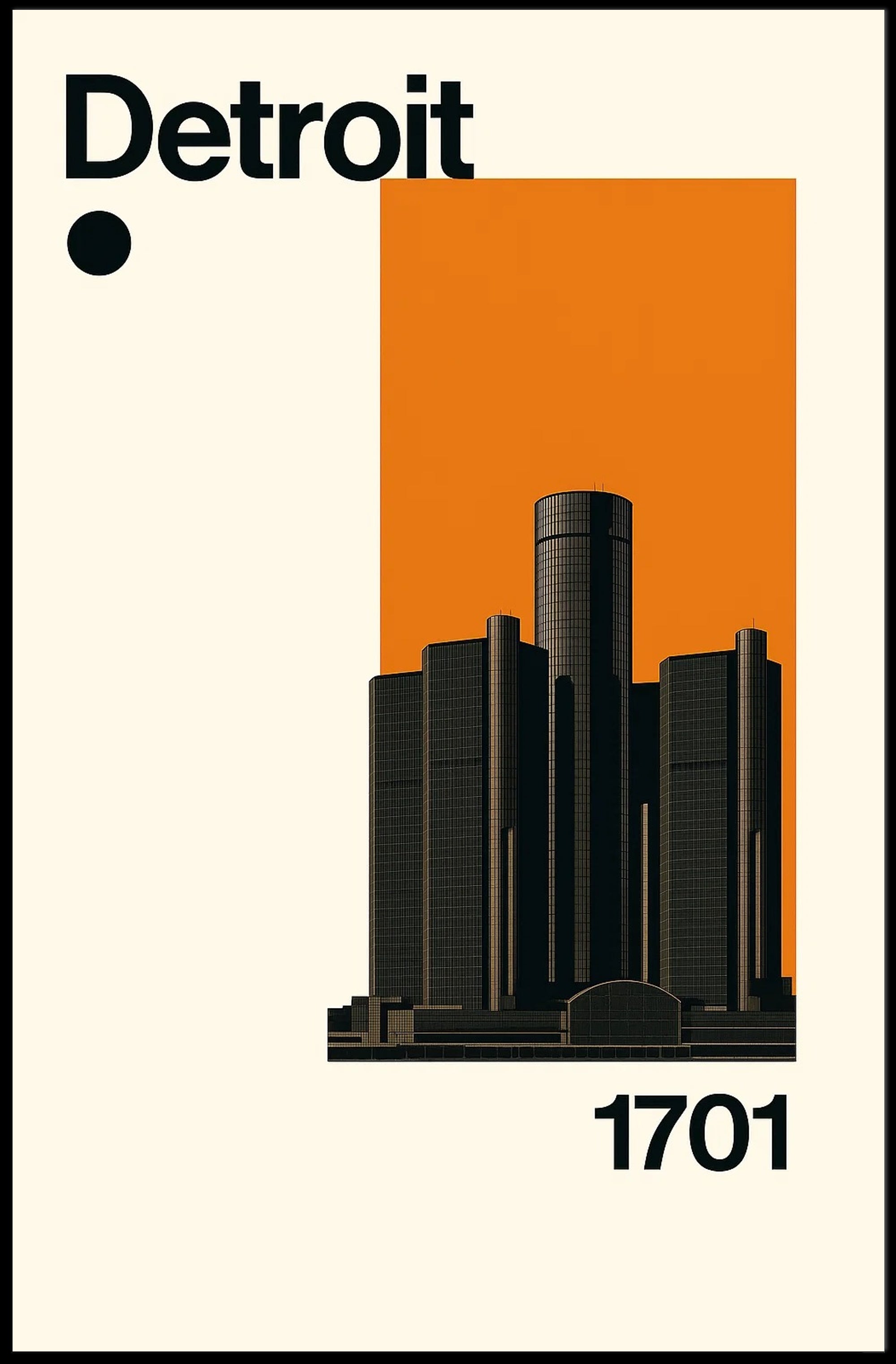 Detroit Skyscraper Modern Illustration Travel Poster