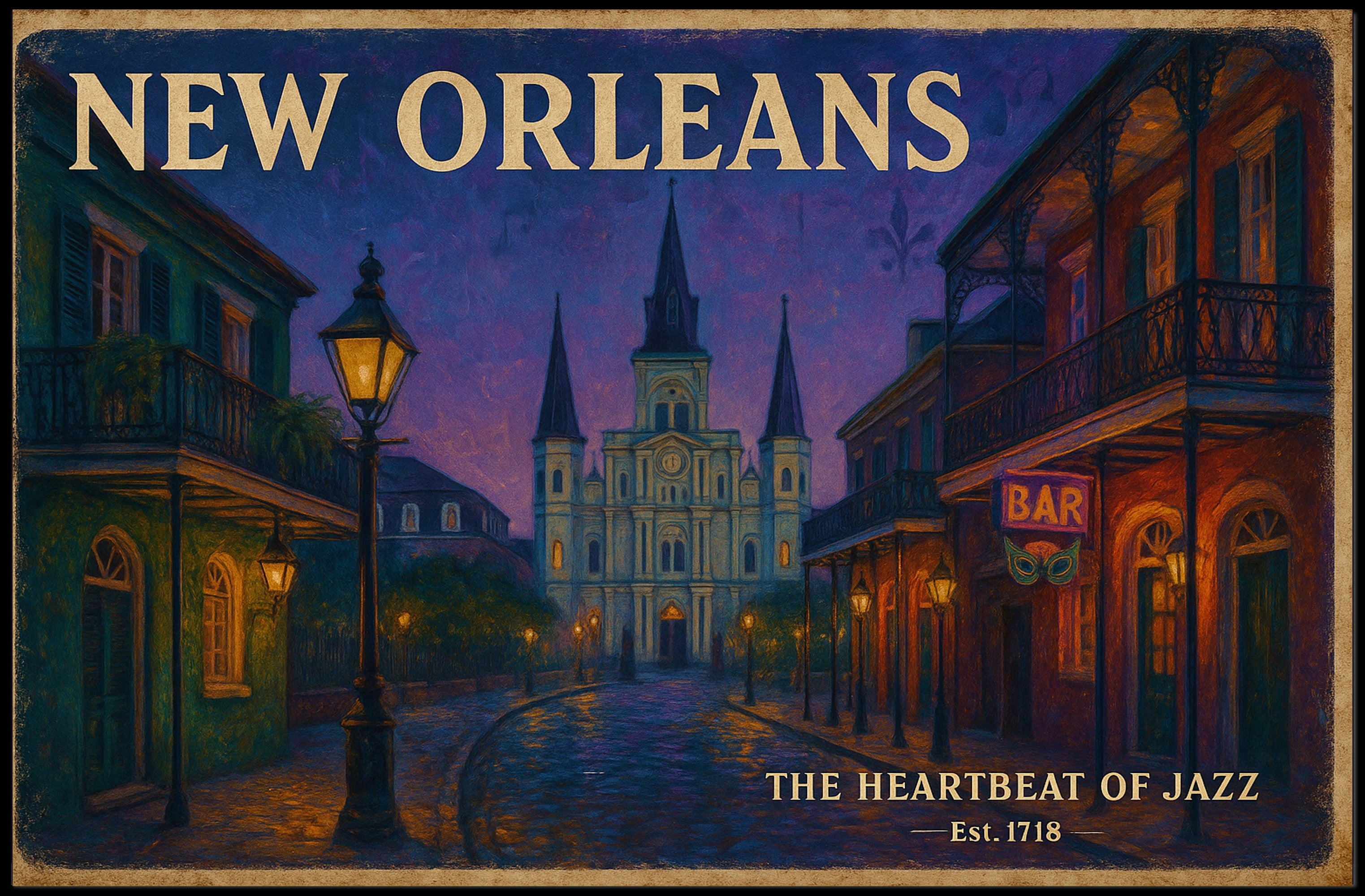 New Orleans Jazz Travel Poster Wall Art
