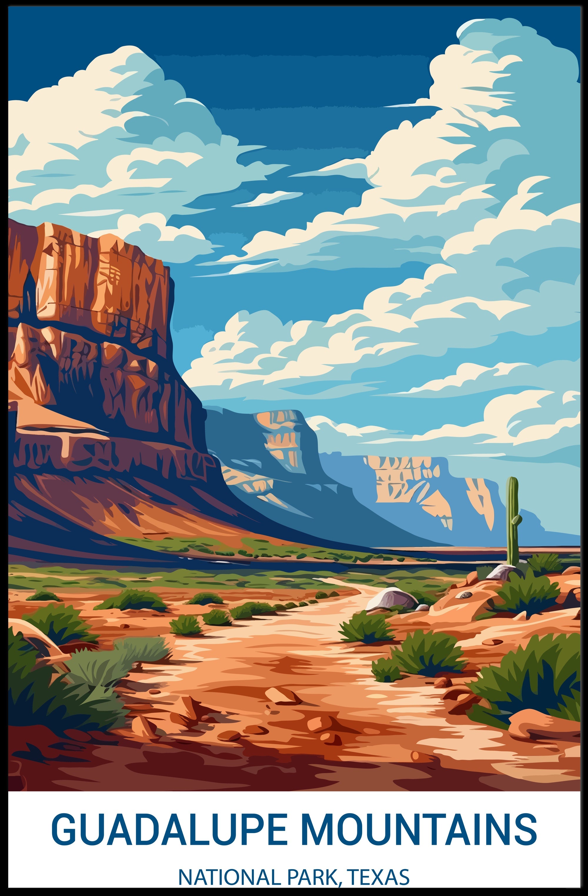 Guadalupe Mountains Vintage Art National Park Poster