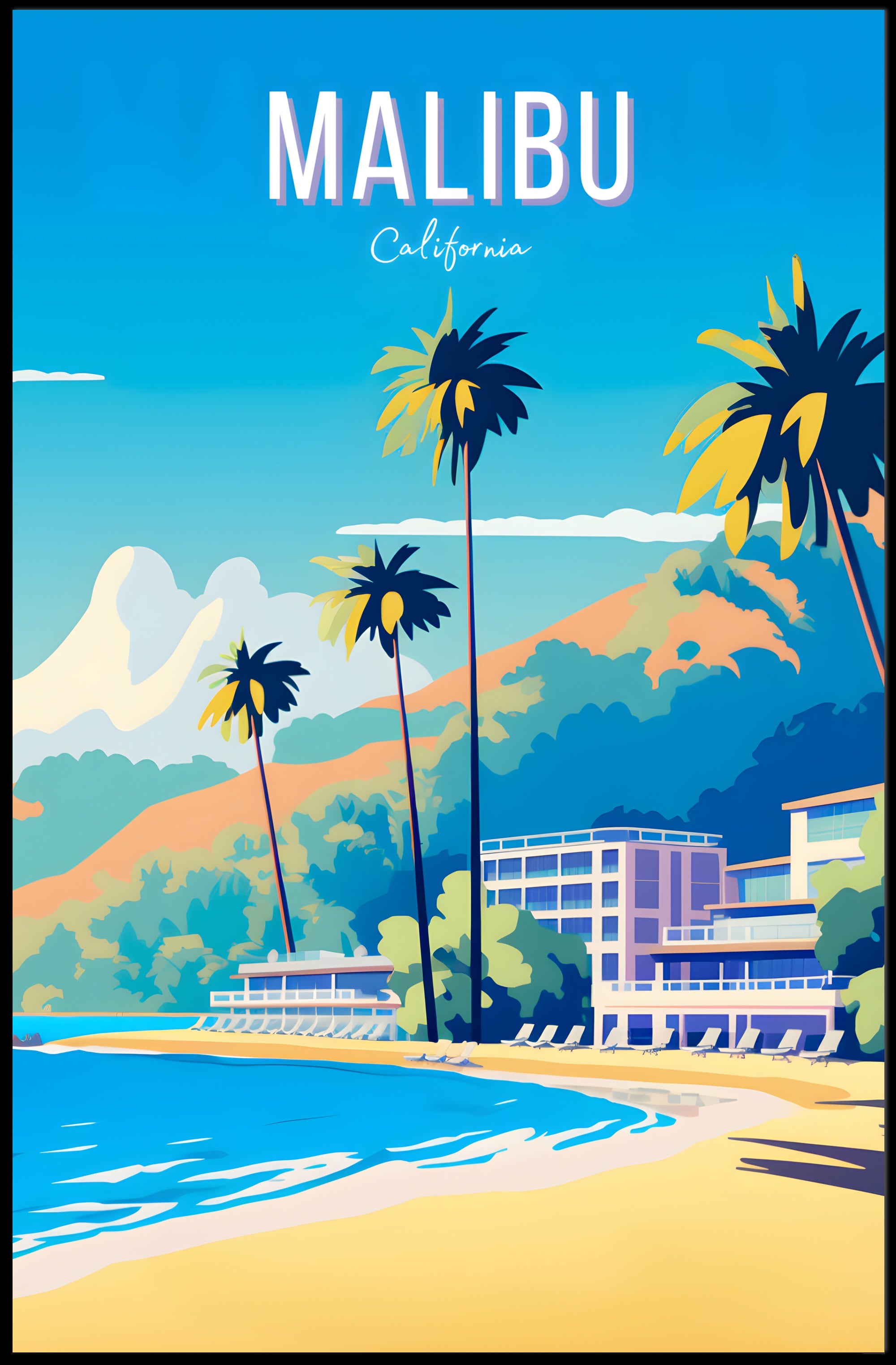 Malibu Beach Paradise Travel Poster