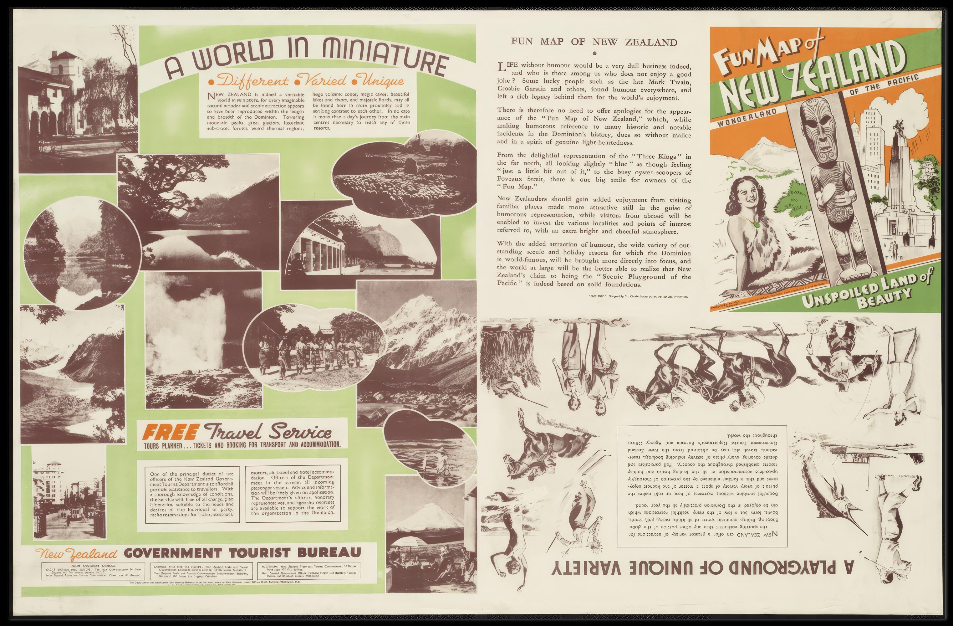 New Zealand Fun Map Poster PosterGoat