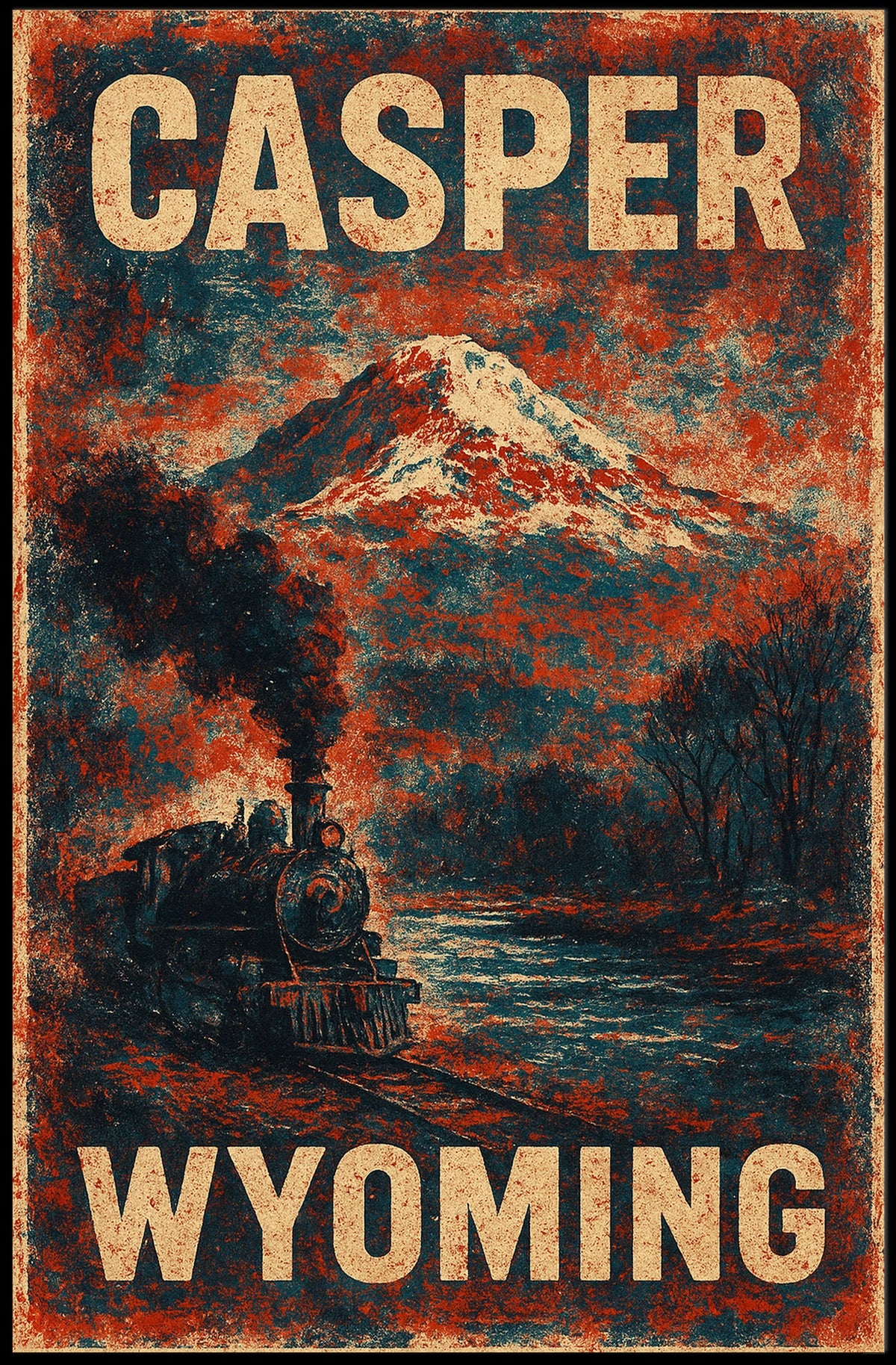 Casper Wyoming Vintage Travel Wanderlust Poster