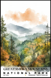 Great Smoky Mountains Watercolor Wall Art Poster