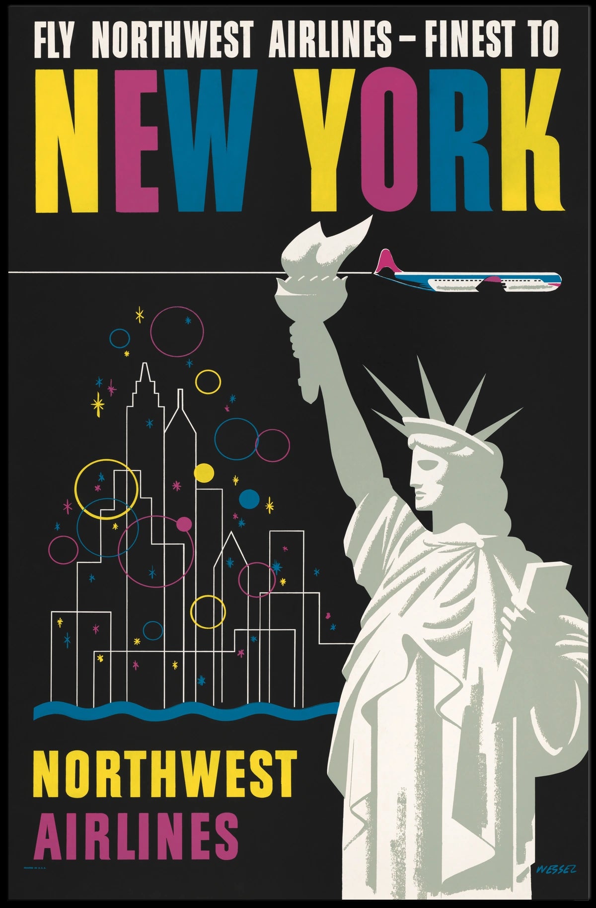 Fly Northwest Airlines Poster Vintage Travel Wall Art