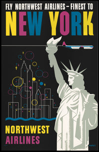 Fly Northwest Airlines Poster Vintage Travel Wall Art