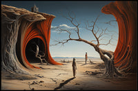 Surreal Journey in Barren Landscape Artistic Poster
