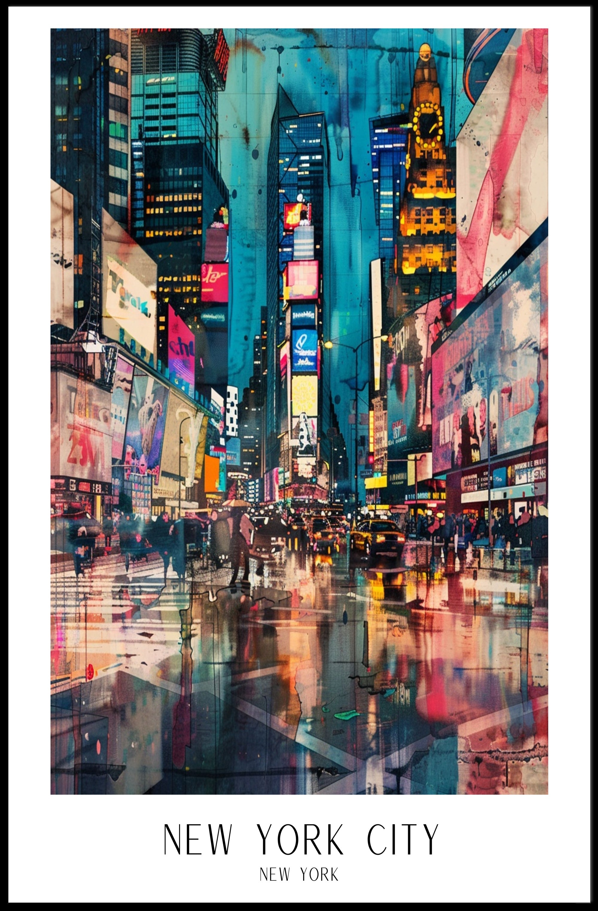 Vibrant Times Square Neon Lights Urban or Cityscape Poster PosterGoat